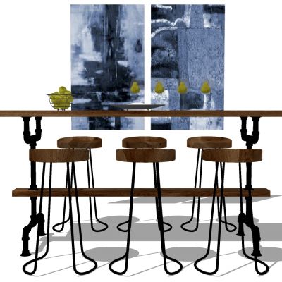 工业风铁艺吧台椅子摆件挂画