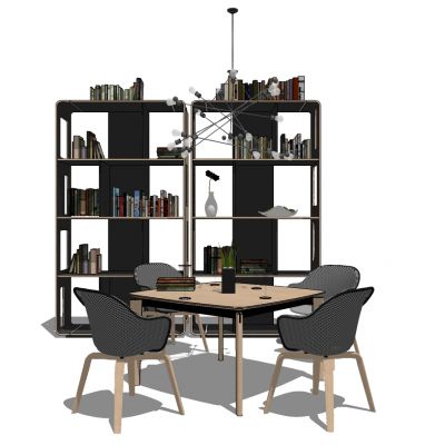 现代简约实木椅子桌子书柜储物柜吊灯书架