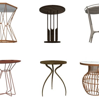 现代北欧金属铁艺边几圆几