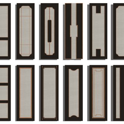 新中式实木护墙板单开门组合