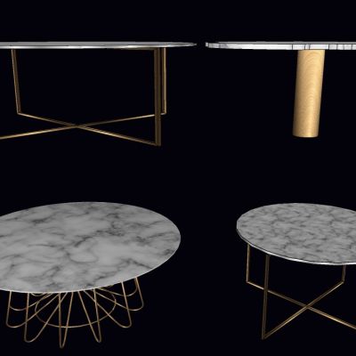 现代新中式简欧式轻奢金属茶几