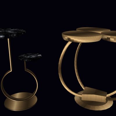 现代简欧式轻奢金属边几圆几灯几