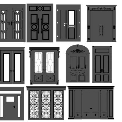 欧式子母门铁艺雕花玻璃门