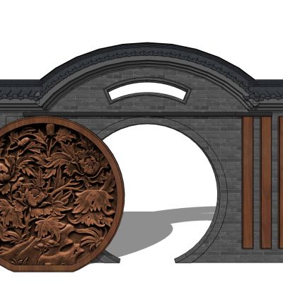 中式庭院月亮门月洞门墙