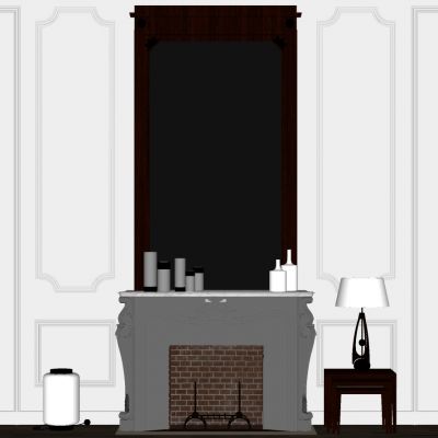 欧式法式雕花壁炉火炉装饰镜子护墙板