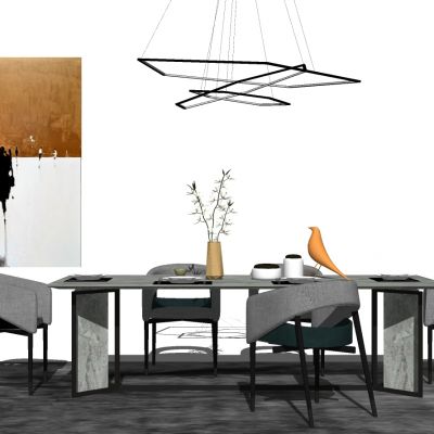 现代北欧轻奢餐厅餐桌