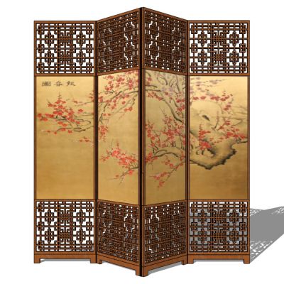 中式雕花花格屏风隔断