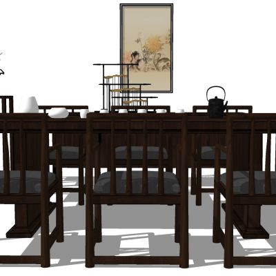 新中式茶室茶桌椅