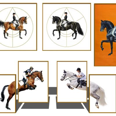 爱马仕轻奢骑马人物装饰画马术挂画