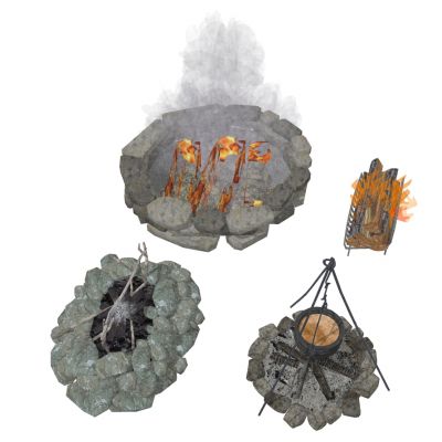 民宿农家乐院石头火堆篝火