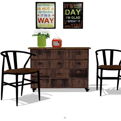 工业风实木储物柜边柜挂画椅子