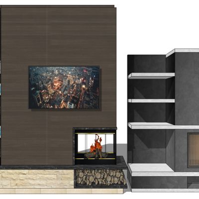现代电子壁炉火炉吊炉火焰电视背景墙