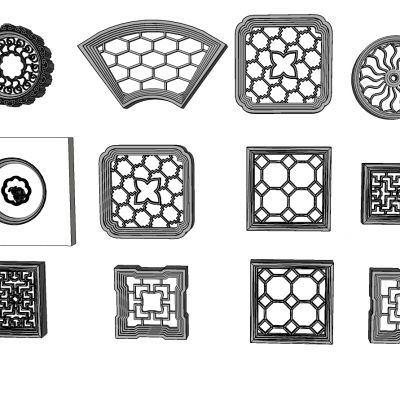 新中式花格花窗景窗