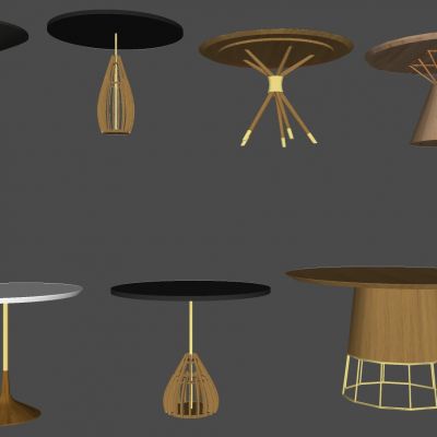 现代餐厅咖啡桌客厅金属铁艺茶几圆几