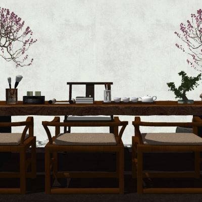 新中式茶室实木茶桌椅