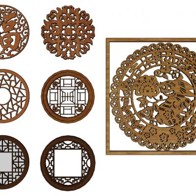 中式木窗格花格花窗景窗