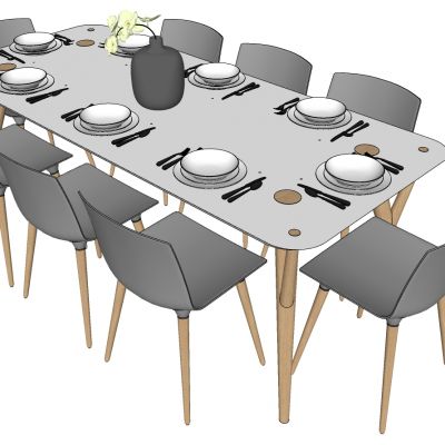 现代北欧实木多人椅子桌子餐桌