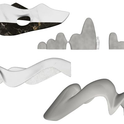 新中式抽象景观石头雕塑摆件饰品石头