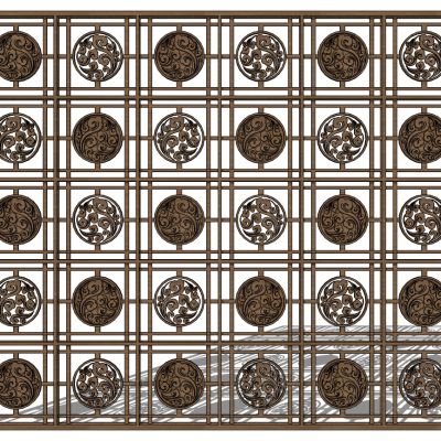 中式圆形云纹花格屏风隔断花格