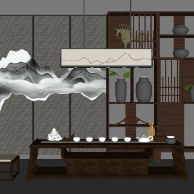 新中式茶室实木茶桌椅