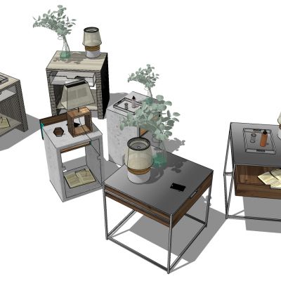 北欧现代简约金属边几床头柜摆件