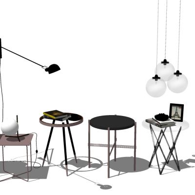 现代北欧金属铁艺边几圆几台灯落地灯摆件吊灯组合