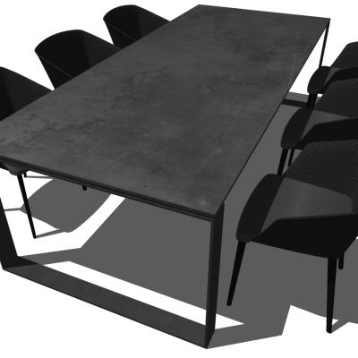 现代黑色简约单人沙发椅子桌子餐桌