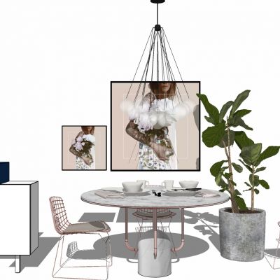 现代轻奢餐厅软装餐桌