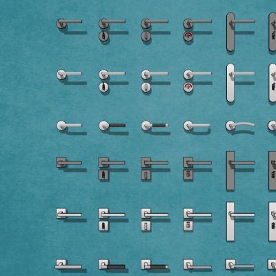 现代门把手拉手门锁SU模型