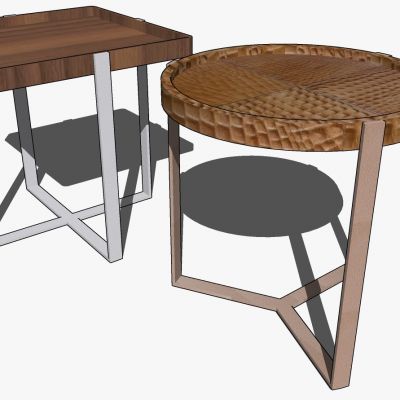 现代新中式原木木墩板民宿民俗乡村边几