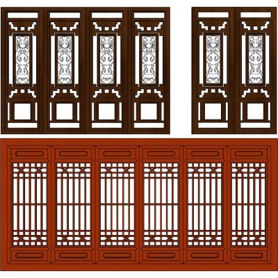 中式花格窗户花窗SU模型