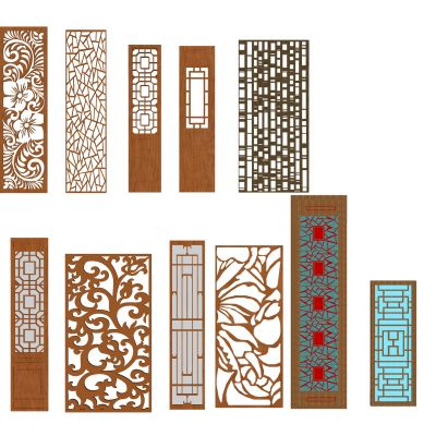 中式花格花窗角花屏风隔断