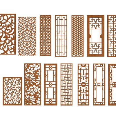 中式花格花窗角花屏风隔断