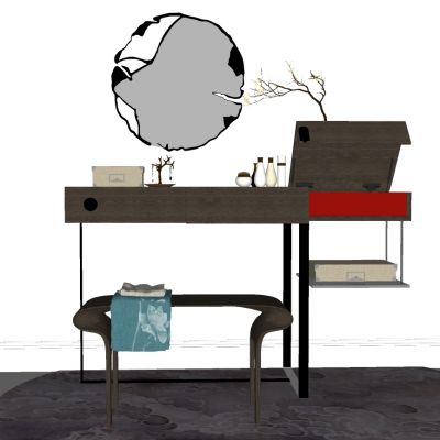 新中式梳妆台化妆台镜子摆件