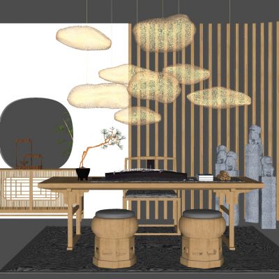 新中式茶室实木茶桌椅