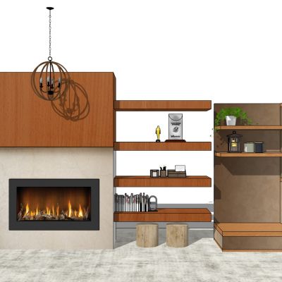 现代电子壁炉火炉吊炉火焰劈柴电视背景墙