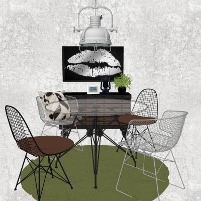 工业风现代金属铁艺户外餐桌