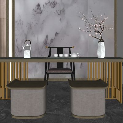 新中式茶室实木茶桌椅