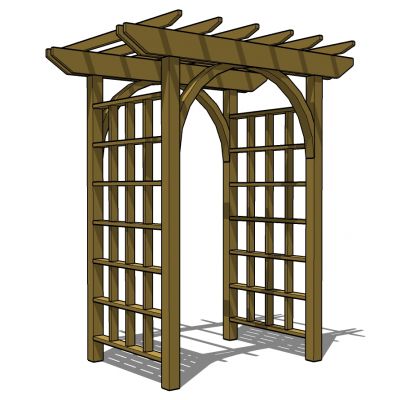 欧式木质防腐木连廊大门拱形门