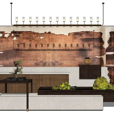 新中式服务台水吧台