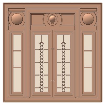 欧式法式实木玻璃花格双开门