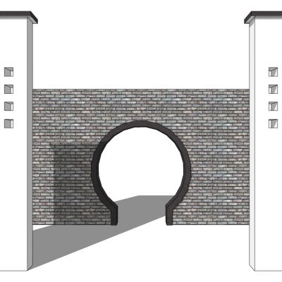 中式庭院月亮门月洞门墙