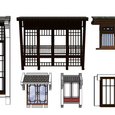 中式木花格景窗花窗窗户