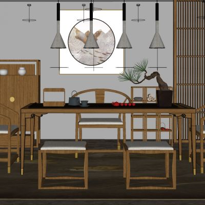 中式茶室实木茶几茶桌椅