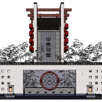 中式大门景观背景墙