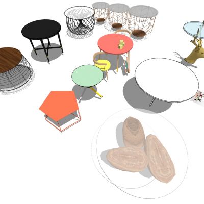 现代北欧金属铁艺边几圆几茶几组合