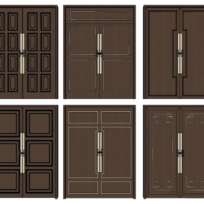 新中式实木大门双开门组合