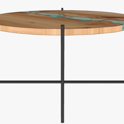 现代民宿实木木板拼接原木色茶几