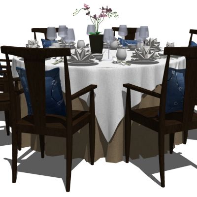 新中式圆形桌布餐桌