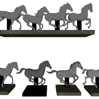 八马骏马雕塑雕像摆件